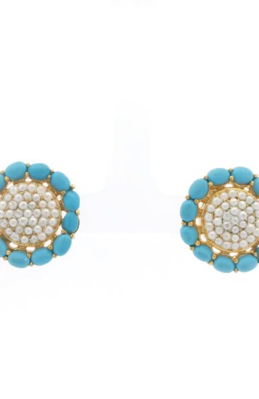 Gehna Jaipur Elegant Turquoise And Pearl Earrings  For Girls & Women FE-1282