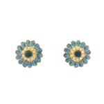 Gehna Jaipur Elegant Blue Sapphire Color Stone Studded Floral Earrings  For Girls & Women FE-1283