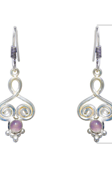 Gehna Jaipur Rose Quartz Color Stone Earrings In German Silver  For Girls & Women GE01-1289