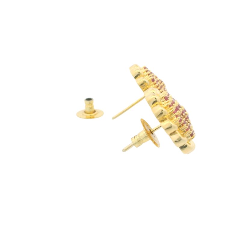 Gehna Jaipur Ruby Color Stone Studded Elegant Floral Earrings  For Girls & Women FE-1289