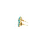 Gehna Jaipur Elegant Turquoise & Peal Studded Flower Earrings  For Girls & Women FE-1291 - Image 6