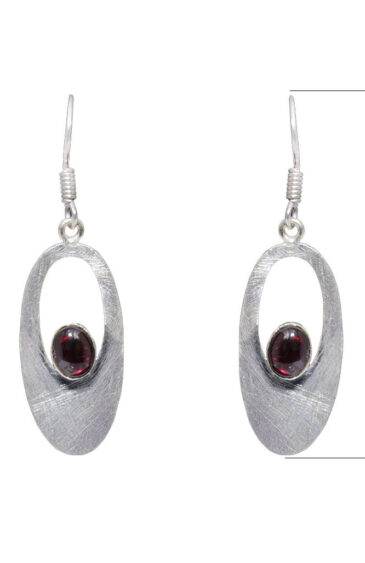 Gehna Jaipur Natural Red Garnet Color Stone Earrings In German Silver  For Girls & Women GE01-1292