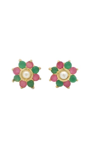 Gehna Jaipur Multicolor Stone Studded Elegant Floral Stud Earrings  For Girls & Women FE-1293