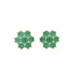Gehna Jaipur Elegant Emerald Green Color Stone Studded Floral Earrings  For Girls & Women FE-1294