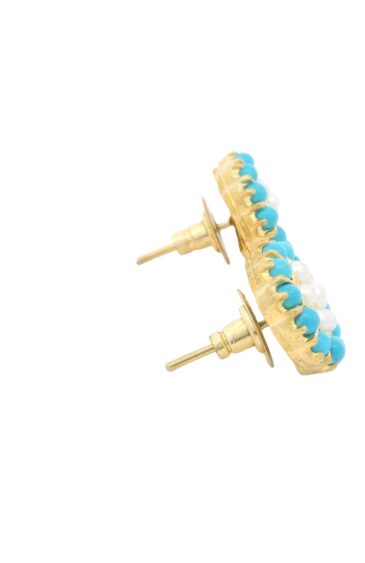 Gehna Jaipur Pearl And Elegant Turquoise Stone Studded Earrings  For Girls & Women FE-1295