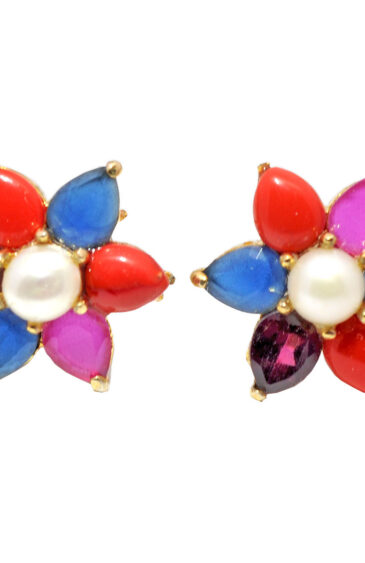 Gehna Jaipur Pearl And Multicolor Stone Studded Earrings  For Girls & Women FE-1296