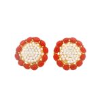 Gehna Jaipur Pearl And Red Jasper Stone Studded Earrings  For Girls & Women FE-1299