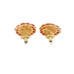 Gehna Jaipur Pearl And Red Jasper Stone Studded Earrings  For Girls & Women FE-1299 - Image 3