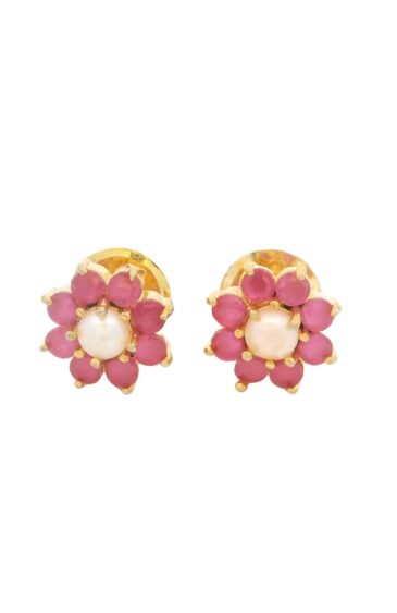 Gehna Jaipur Pearl And Tourmaline Stone Studded Earrings For Girls & Women FE-1300