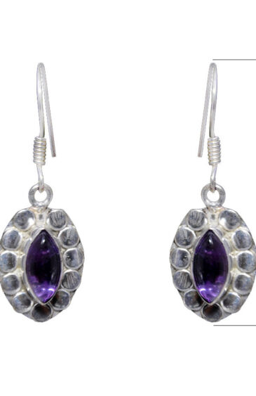 Gehna Jaipur Amethyst Color Stone Earrings In German Silver  For Girls & Women GE01-1301