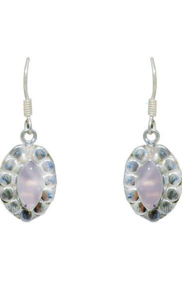 Gehna Jaipur Rose Quartz Color Stone Earrings In German Silver  For Girls & Women GE01-1302