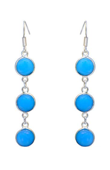 Gehna Jaipur Blue Color Quartz Stone Earrings In German Silver  For Girls & Women GE01-1303