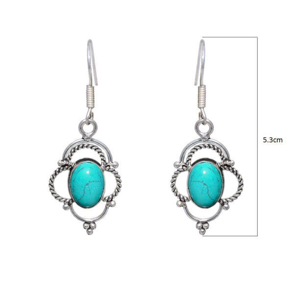 Gehna Jaipur Blue Turquoise Color Stone Earrings In German Silver  For Girls & Women GE01-1305