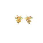 Gehna Jaipur Pearl, Tourmaline, Emerald Stone Studded Earrings For Girls & Women FE-1305 - Image 3