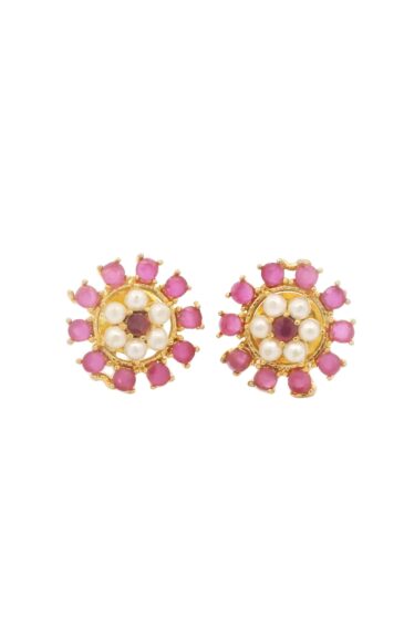 Gehna Jaipur Pearl And Tourmaline Stone Studded Earrings  For Girls & Women FE-1306