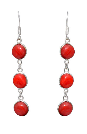 Gehna Jaipur Red Color Quartz Stone Earrings In German Silver  For Girls & Women GE01-1306