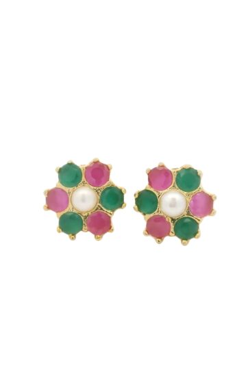 Gehna Jaipur Pearl, Tourmaline, Emerald Stone Studded Earrings  For Girls & Women FE-1307