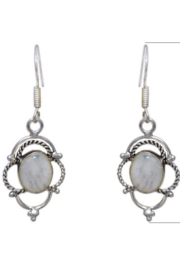 Gehna Jaipur Natural White Moonstone Earrings In German Silver For Girls & Women GE01-1307