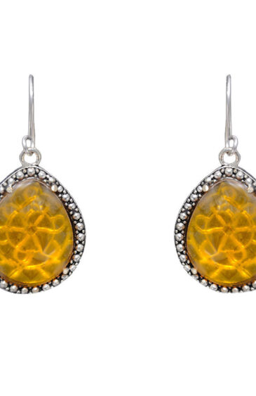 Gehna Jaipur Citrine Color Stone Studded Earrings In German Silver  For Girls & Women GE01-1308