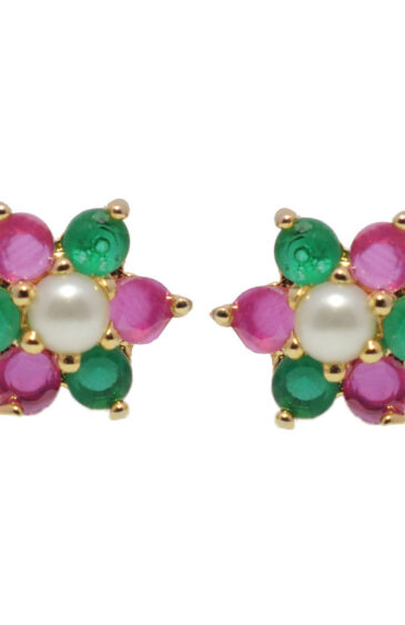 Gehna Jaipur Pearl, Tourmaline, Emerald Stone Studded Earrings  For Girls & Women FE-1309