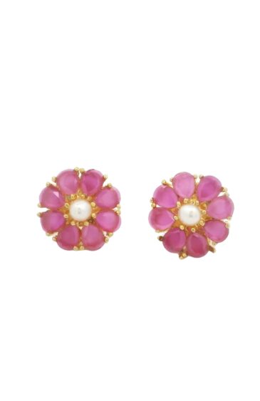 Gehna Jaipur Pearl And Tourmaline Stone Studded Earrings  For Girls & Women FE-1310