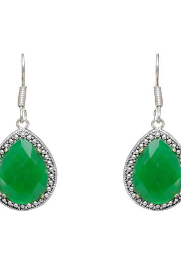 Gehna Jaipur Green Jade Color Stone Earrings In German Silver  For Girls & Women GE01-1312