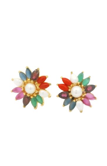 Gehna Jaipur Pearl And Multicolor Stone Studded Earrings  For Girls & Women FE-1313