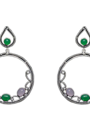 Gehna Jaipur Rose Quartz & Green Jade Color Stone Earrings  For Girls & Women GE01-1313