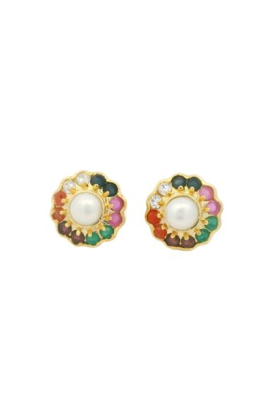 Gehna Jaipur Pearl And Multicolor Stone Studded Earrings  For Girls & Women FE-1314