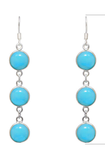 Gehna Jaipur Blue Chalcedony Color Stone Earrings In German Silver  For Girls & Women GE01-1314