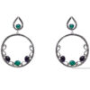 Gehna Jaipur Amethyst & Green Jade Color Stone Earrings In German Silver  For Girls & Women GE01-1315