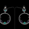 Gehna Jaipur Amethyst & Green Jade Color Stone Earrings In German Silver  For Girls & Women GE01-1315 - Image 4