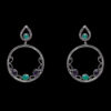 Gehna Jaipur Amethyst & Green Jade Color Stone Earrings In German Silver  For Girls & Women GE01-1315 - Image 3
