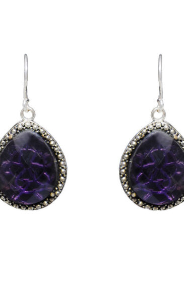 Gehna Jaipur Amethyst Color Stone Earrings In German Silver  For Girls & Women GE01-1316