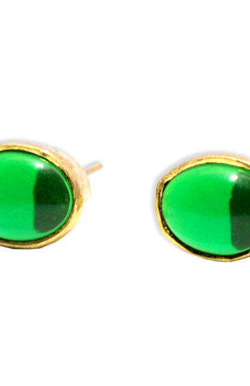 Gehna Jaipur Natural Green Emerald Stone Studded Earrings  For Girls & Women FE-1318