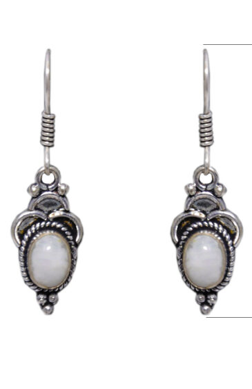 Gehna Jaipur Natural White Moonstone Earrings In German Silver  For Girls & Women GE01-1321