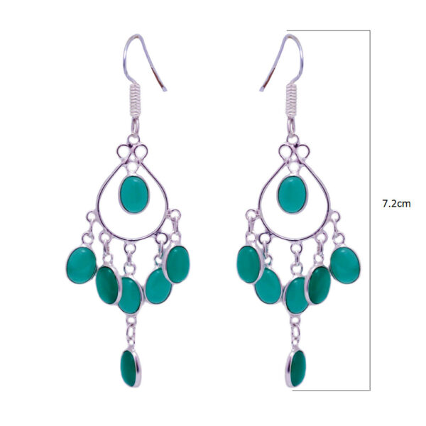 Gehna Jaipur Green Jade Color Stone Earrings In German Silver  For Girls & Women GE01-1328 - Image 3