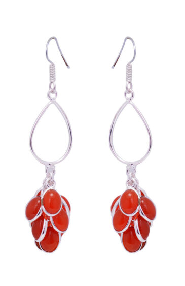 Gehna Jaipur Natural Carnelian Color Stone Earrings In German Silver  For Girls & Women GE01-1329