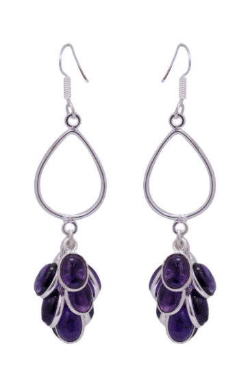 Gehna Jaipur Amethyst Color Stone Earrings In German Silver  For Girls & Women GE01-1330