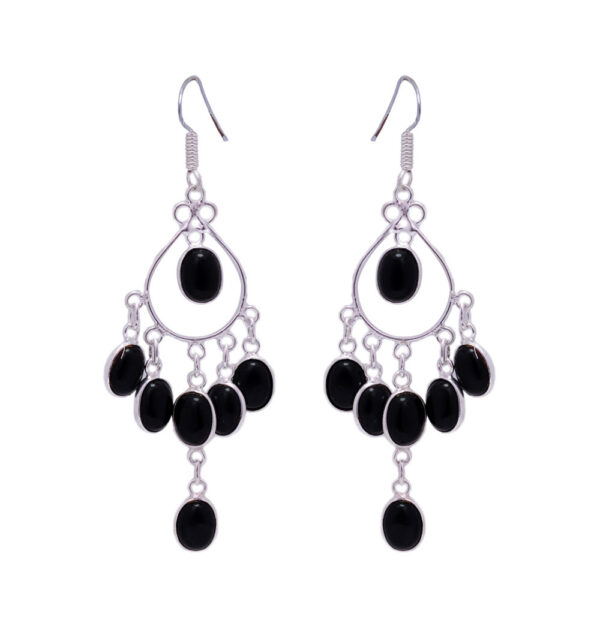 Gehna Jaipur Black Spinel Color Stone Earrings In German Silver  For Girls & Women GE01-1331