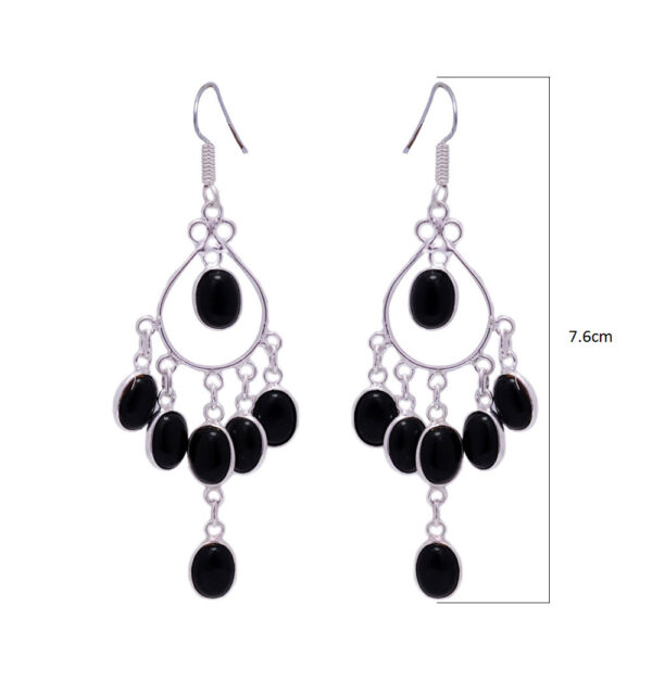 Gehna Jaipur Black Spinel Color Stone Earrings In German Silver  For Girls & Women GE01-1331 - Image 3