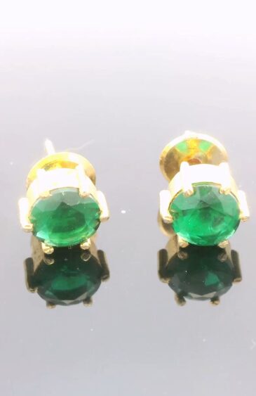 Gehna Jaipur Natural Emerald Stone Studded Earrings  For Girls & Women FE-1331