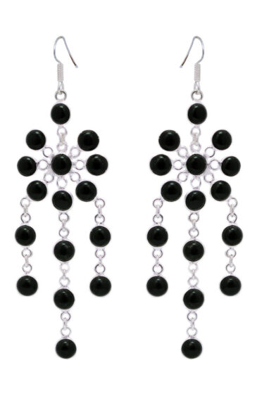 Gehna Jaipur Black Spinel Color Stone Earrings In German Silver  For Girls & Women GE01-1337