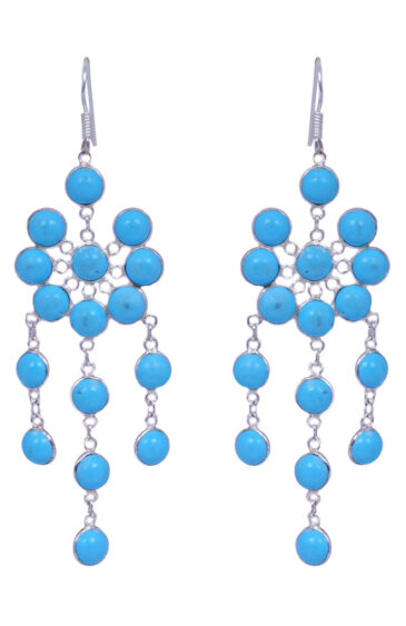 Gehna Jaipur Turquoise Color Stone Earrings In German Silver  For Girls & Women GE01-1341