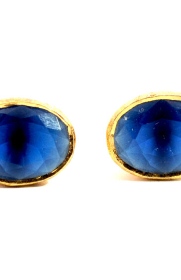 Gehna Jaipur Elegant Blue Sapphire Oval Shape Shape Earrings  For Girls & Women FE-1345