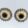 Gehna Jaipur Pearl And Blue Sapphire Studded Flower Style Earrings  For Girls & Women FE-1346