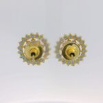 Gehna Jaipur Pearl And Blue Sapphire Studded Flower Style Earrings  For Girls & Women FE-1346 - Image 3