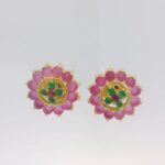 Gehna Jaipur Emerald & Tourmaline Stone Studded Earrings  For Girls & Women FE-1349