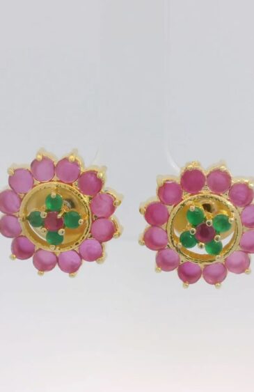 Gehna Jaipur Emerald & Tourmaline Stone Studded Earrings  For Girls & Women FE-1349