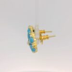 Gehna Jaipur Turquoise & Pearl Bead Studded Flower Style Earrings  For Girls & Women FE-1350 - Image 5